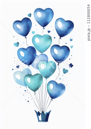Happy Father's Day card. Father's day cute background with crown and love balloons decoration. 112800054