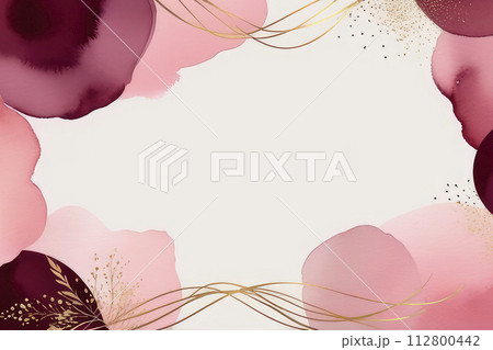 Watercolor wedding invitation template for cover, invitation template, wedding card, menu design. 112800442