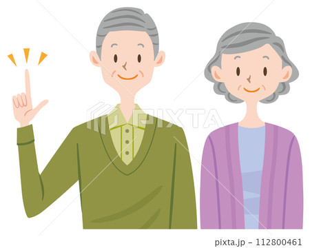 老夫婦　シニア　高齢　指差し　老後 112800461