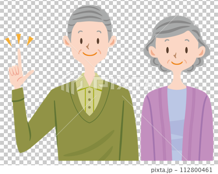 老夫婦　シニア　高齢　指差し　老後 112800461