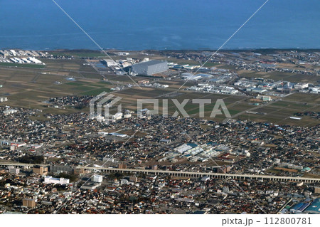 上空より望む：石川県白山市（松任駅中心部付近） 112800781