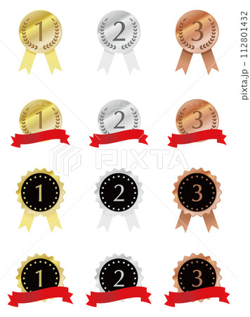 金、銀、銅メダルのバリエーションセット 112801432