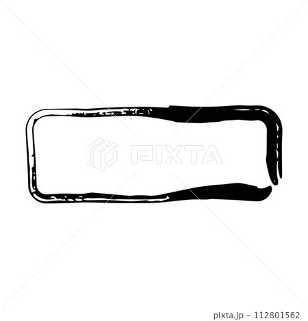 Frame curved rectangle elongated texture element, outline border grunge shape icon, decorative doodle for design in vector illustration 112801562
