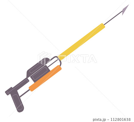 Harpoon gun color icon. Fish hunt symbol Harpoon gun color icon. Fish hunt symbol 112801638