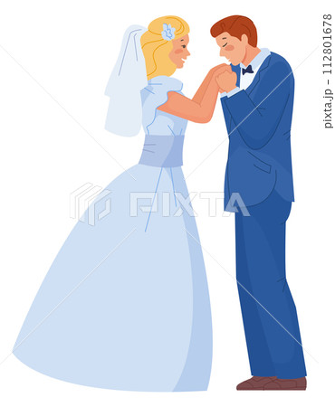 Wedding couple. Loving bride and groom. Married man and woman 112801678
