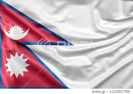 Ruffled Flag of Nepal. 3D Rendering 112801799