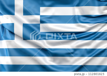Ruffled Flag of Greece. 3D rendering 112801823