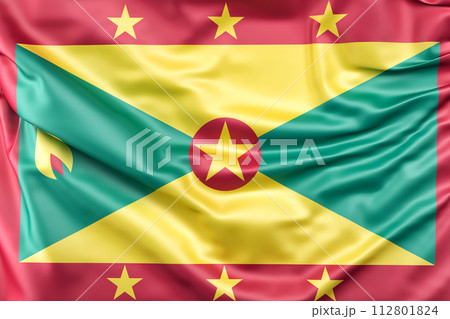 Ruffled Flag of Grenada. 3D Rendering 112801824