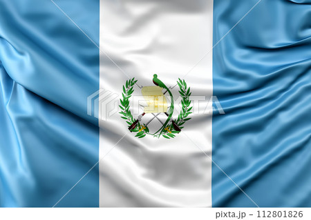 Ruffled Flag of Guatemala. 3D Rendering 112801826