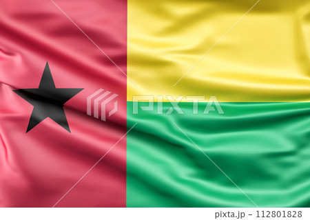 Ruffled Flag Of Guinea-Bissau. 3D Rendering 112801828