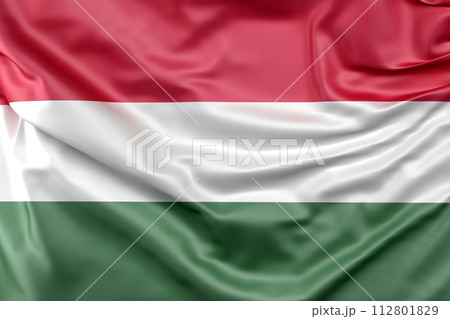 Ruffled Flag of Hungary. 3D Rendering 112801829