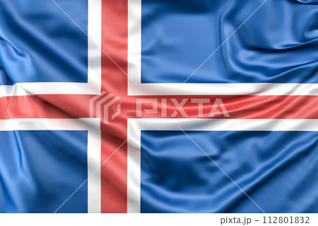 Ruffled Flag of Iceland. 3D Rendering 112801832
