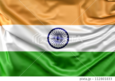 Ruffled Flag of India. 3D Rendering 112801833