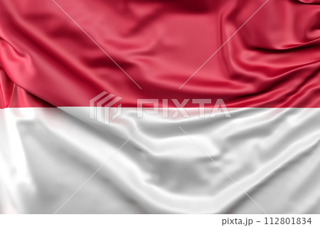 Ruffled Flag of Indonesia. 3D Rendering 112801834