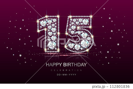 Birthday numbers anniversary 15 Fifteen years 112801836