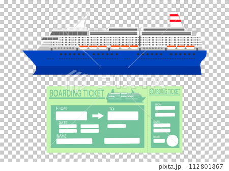 Cruise ship and boarding ticket 112801867