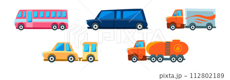 City Transport and Urban Traffic Isolated Vector Set 112802189