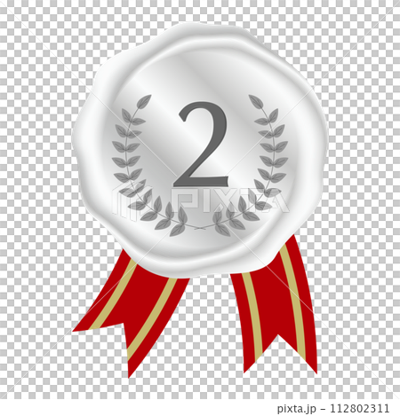 封蝋スタイルの銀メダルのアイコン 封蝋スタイルの銀メダルのアイコン 112802311