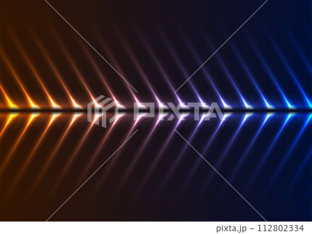 Bright blue orange abstract neon arrows tech sci-fi background Bright blue orange abstract neon arrows tech sci-fi background 112802334