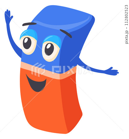 Eraser mascot. Stationery cartoon character. Education symbol 112802523