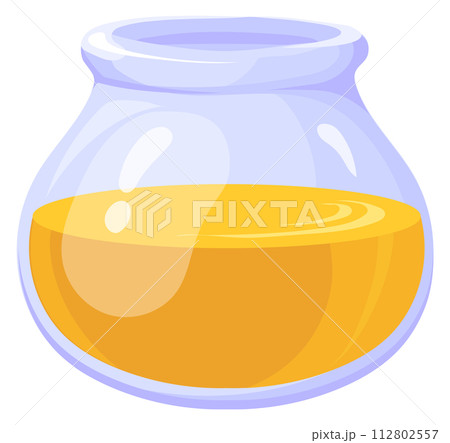 Honey in glass jar. Golden oil cartoon icon 112802557