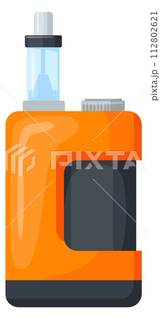 Vaporing gadget. Cartoon hipster flavor cigarette icon Vaporing gadget. Cartoon hipster flavor cigarette icon 112802621