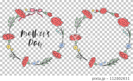 Cute hand drawn illustration of red carnation flowers, decoration, mother's day Cute hand drawn illustration of red carnation flowers, decoration, mother's day 112802631