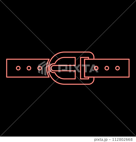 Neon pants belt leather strapping with buckle trouser red color vector illustration image flat style 112802668