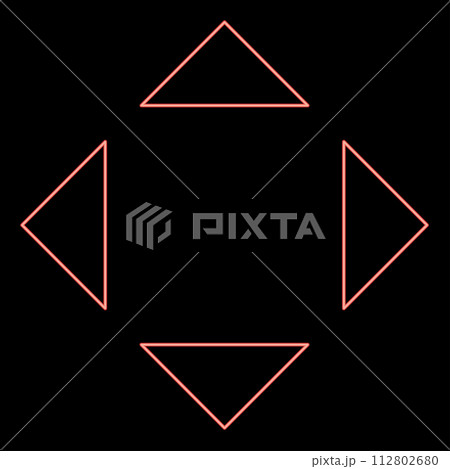 Neon four arrows pointing from the center symbol location red color vector illustration image flat style 112802680