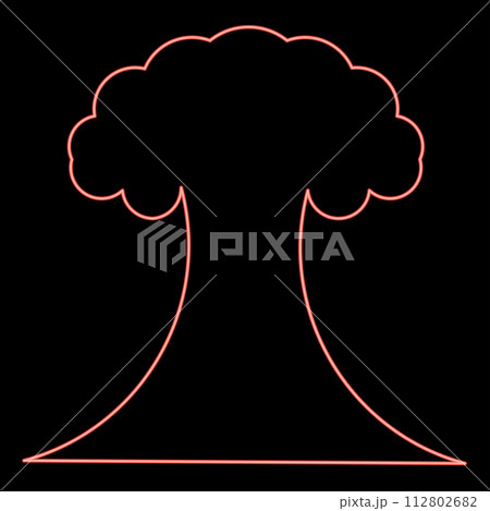 Neon nuclear explosion burst mushroom explosive destruction red color vector illustration image flat style Neon nuclear explosion burst mushroom explosive destruction red color vector illustration image flat style 112802682