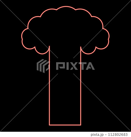 Neon nuclear explosion burst mushroom explosive destruction red color vector illustration image flat style 112802683