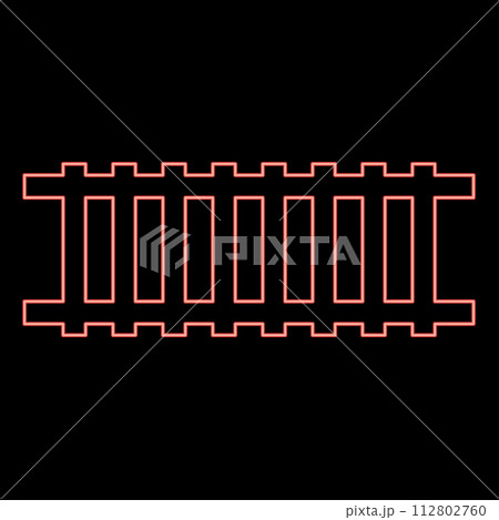 Neon railway track railroad path rail train subway metro tram transportation concept red color vector illustration image flat style 112802760