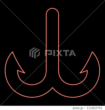 Neon fish hook anchor sea fishhook red color vector illustration image flat style Neon fish hook anchor sea fishhook red color vector illustration image flat style 112802791