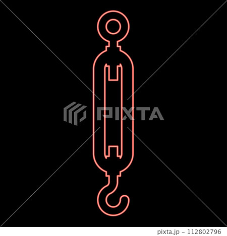 Neon turnbuckle tensioning wire concept hardware red color vector illustration image flat style 112802796