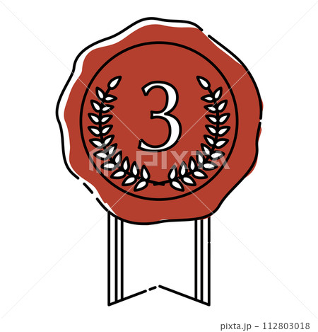 封蝋風　破線の銅メダルアイコン 112803018