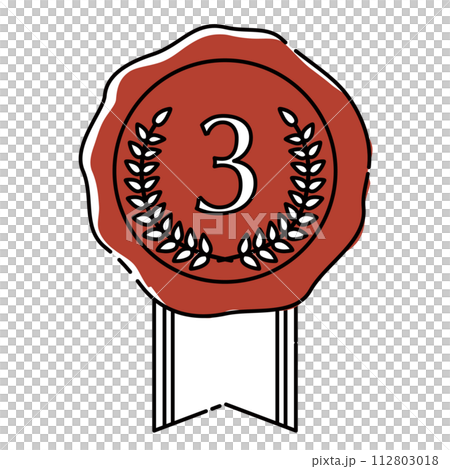 封蝋風　破線の銅メダルアイコン 112803018