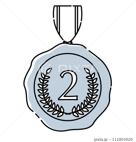 封蝋風 破線の銀メダルアイコン 封蝋風 破線の銀メダルアイコン 112803020