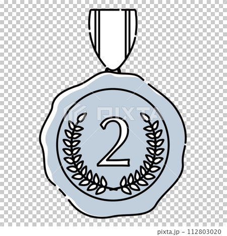 封蝋風 破線の銀メダルアイコン 封蝋風 破線の銀メダルアイコン 112803020