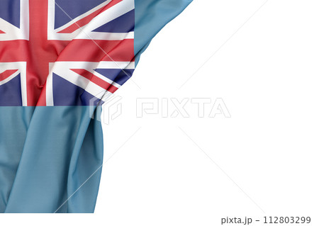 Flag of Tuvalu in the corner on white background. 3D rendering. Isolated 112803299