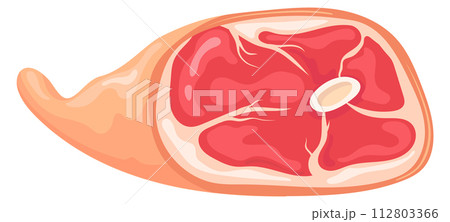 Raw pork leg. Uncooked ham cartoon icon Raw pork leg. Uncooked ham cartoon icon 112803366