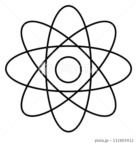 Atom model line icon. Physics symbol. Science sign 112803412