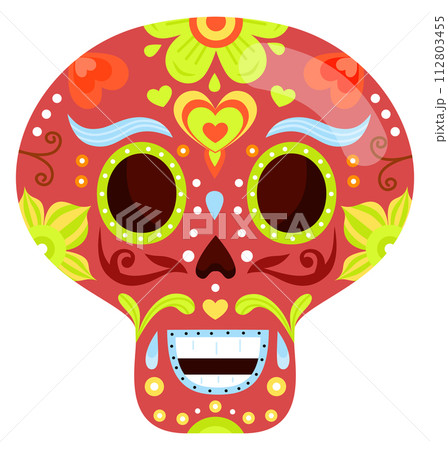 Skull with traditional mexican pattern. Festival mask Skull with traditional mexican pattern. Festival mask 112803455