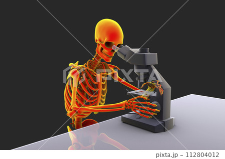 Work-related musculoskeletal disorders in laboratory workers, 3D illustration 112804012