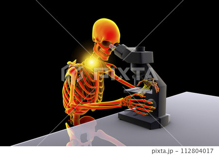Work-related musculoskeletal disorders in laboratory workers, 3D illustration 112804017