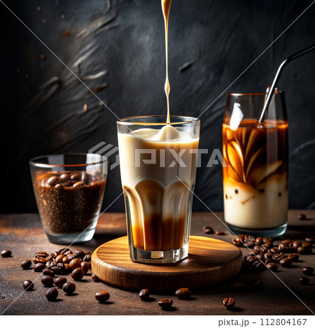ice coffee with cream 112804167