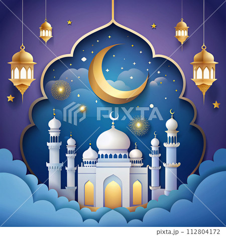 islamic background design with mosque 112804172