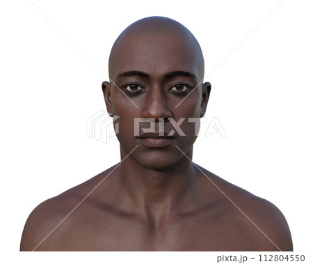 A 3D photorealistic illustration showcasing the portrait of an African man 112804550