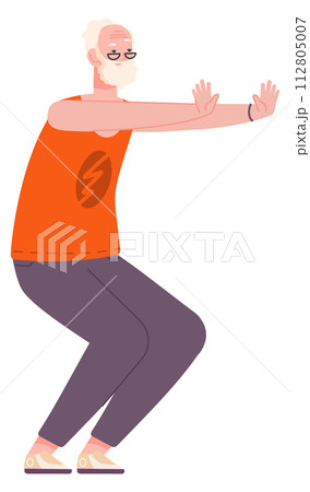 Senior training situps. Old happy man exercise Senior training situps. Old happy man exercise 112805007