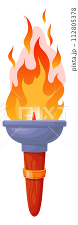 Cartoon torch. Burning fire. Flame light effect Cartoon torch. Burning fire. Flame light effect 112805378