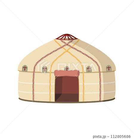 Vector illustration of a traditional Central Asia Yurt in cartoon style isolated on white background. Traditional Houses of the World Series Vector illustration of a traditional Central Asia Yurt in cartoon style isolated on white background. Traditional Houses of the World Series 112805686